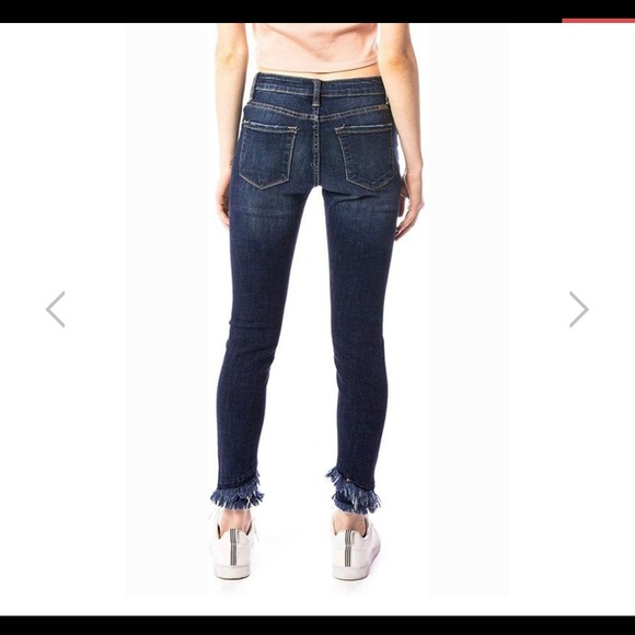 KanCan Dark Distressed Fringe Ankle Skinny Jeans Sz. 5 (26) EUC - Picture 2 of 11